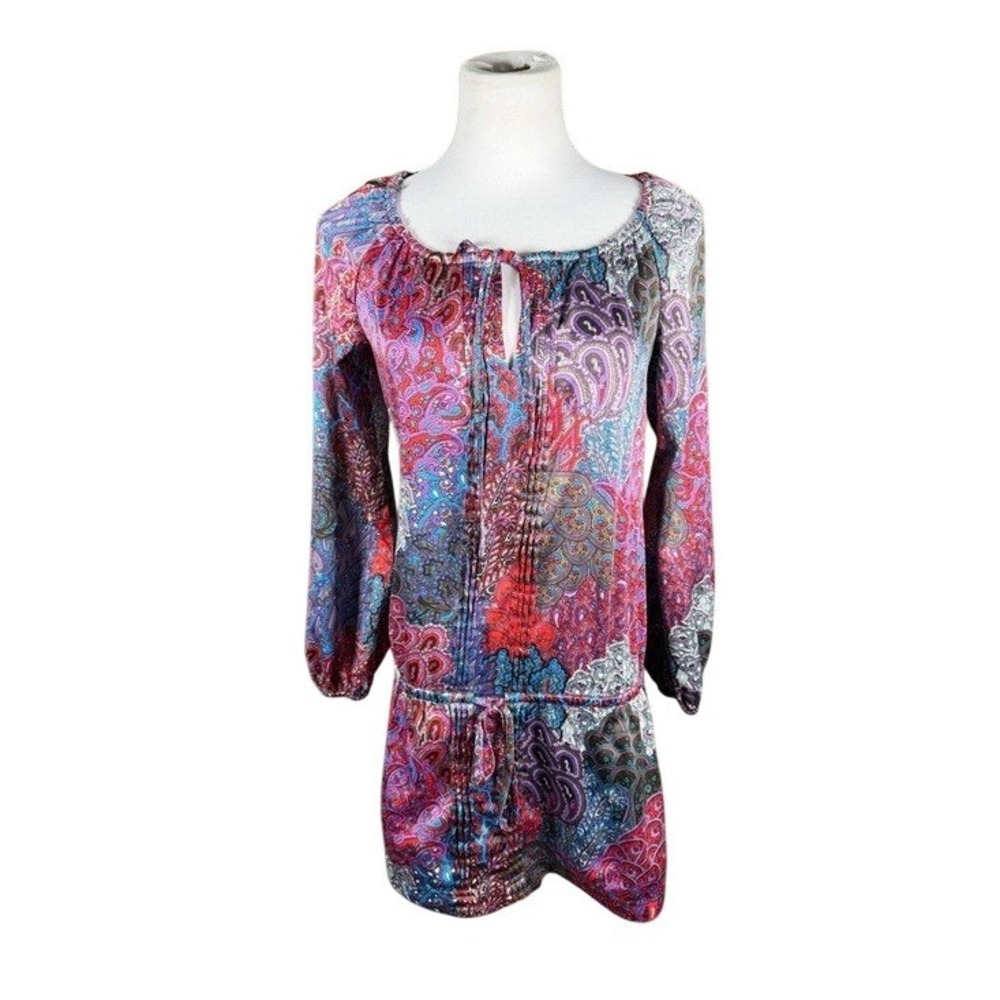 EDC by Esprit Dress Womens 36 VE0276 Multicolor Paisley Long Sleeve Mini Boho
